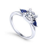 Gabriel & Co. 14k White Gold Contemporary 3 Stone Diamond & Gemstone Engagement Ring - ER10905W4JSA photo 3