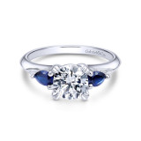 Gabriel & Co. 14k White Gold Contemporary 3 Stone Diamond & Gemstone Engagement Ring - ER10905W4JSA photo