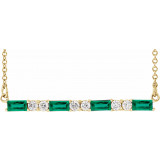 14K Yellow Emerald & 1/5 CTW Diamond Bar 16-18 Necklace - 86790631P photo