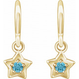 14K Yellow 3 mm Round March Youth Star Birthstone Earrings - 653420607P photo 2