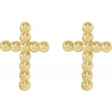14K Yellow Beaded Cross Earrings - R17012101P photo 2