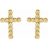 14K Yellow Beaded Cross Earrings - R17012101P photo 4