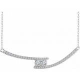 14K White  3/8 CTW Diamond Two-Stone Bar 16-18 Necklace - 65230660000P photo