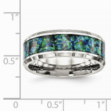 Chisel Stainless Steel Polished With Blue Imitation Opal 8mm Men's Ring photo 2