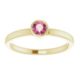 14K Yellow 4 mm Round Pink Tourmaline Ring - 718066025P photo 3
