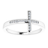 14K White 1/10 CTW Diamond Sideways Cross Ring - R43067600P photo 3