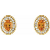 14K Yellow Citrine & 1/5 CTW Diamond Halo-Style Earrings - 86630687P photo 2