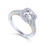 Gabriel & Co. 14k Two Tone Gold Blush Halo Engagement Ring - ER12835C4T44JJ photo 3