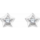14K White 3 mm Round April Youth Star Birthstone Earrings - 653421611P photo 2