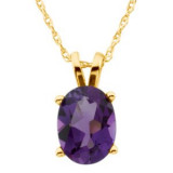 14K Yellow 8x6 mm Oval Amethyst Solitaire 18 Necklace - 6902461733P photo