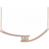 14K Rose  3/8 CTW Diamond Two-Stone Bar 16-18 Necklace - 65230660002P photo
