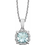 14K White Aquamarine & .05 CTW Diamond 18 Necklace - 65195360003P photo