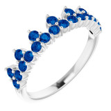 14K White Blue Sapphire Crown Ring - 71972605P photo