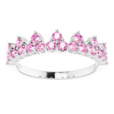 14K White Pink Sapphire Crown Ring - 71972615P photo 3