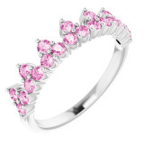 14K White Pink Sapphire Crown Ring - 71972615P photo
