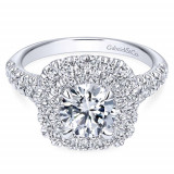 Gabriel & Co. 14k White Gold Contemporary Double Halo Engagement Ring - ER10754W44JJ photo