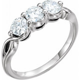 14K White 1 CTW Diamond Three-Stone Ring - 122227625P photo