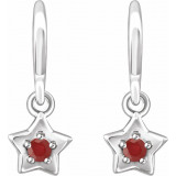 14K White 3 mm Round July Youth Star Birthstone Earrings - 653420617P photo 2
