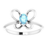 14K White 4x3 mm Oval March Youth Butterfly Birthstone Ring - 653415608P photo 3