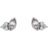 14K White Sapphire & .05 CTW Diamond Earrings - 87095618P photo 2